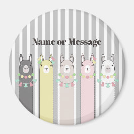 Persoonlijke naam Cute Retro Colorful Llamas Magneet