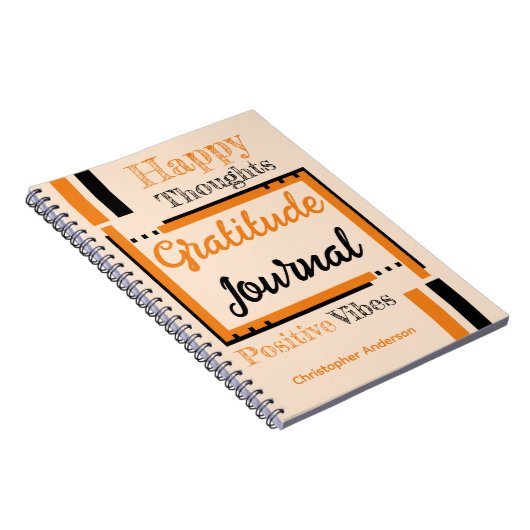 Persoonlijke naam dankbaarheidsjournaal oranje zwa notitieboek (Rechterzijde)