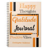 Persoonlijke naam dankbaarheidsjournaal oranje zwa notitieboek (Voorkant)