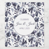 Persoonlijke naam/Datum grijze en witte Waterverf Wijn Etiket (Enkel label)