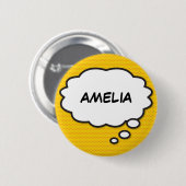 Persoonlijke naam denk bubbel leuke stripboek ronde button 5,7 cm (Voorkant /achterkant)