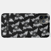 Persoonlijke naam, Diamond Butterfly Pattern, Blac Case-Mate iPhone Case (Achterkant (horizontaal))
