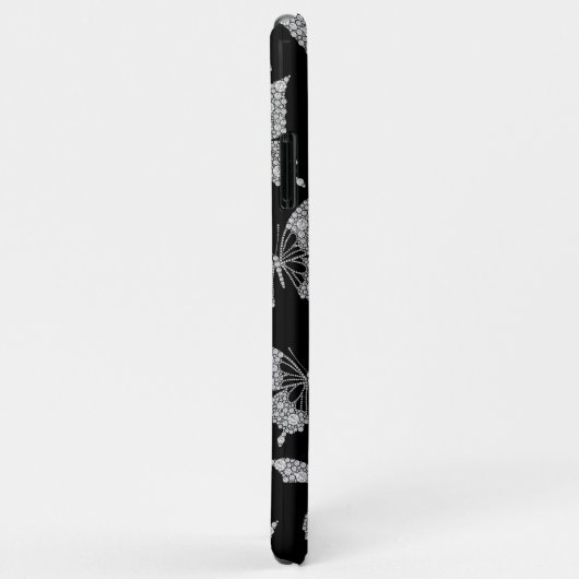 Persoonlijke naam, Diamond Butterfly Pattern, Blac Case-Mate iPhone Case (Achterkant/rechts)