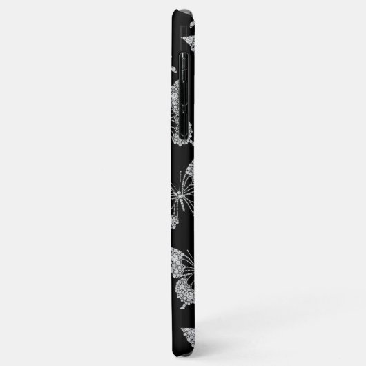 Persoonlijke naam, Diamond Butterfly Pattern, Blac Case-Mate iPhone Case (Achterkant/links)