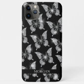 Persoonlijke naam, Diamond Butterfly Pattern, Blac Case-Mate iPhone Case (Achterkant)