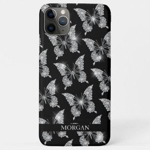 Persoonlijke naam, Diamond Butterfly Pattern, Blac Case-Mate iPhone Case
