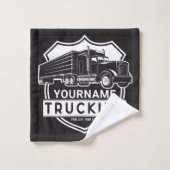 Persoonlijke NAAM die Big Rig Semi Trucker Truckin Bad Handdoek (Wasdoekje)