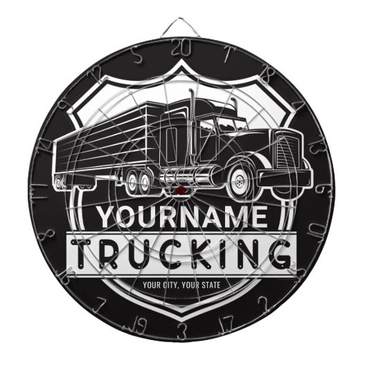 Persoonlijke NAAM die Big Rig Semi Trucker Truckin Dartbord (Voorkant)