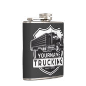 Persoonlijke NAAM die Big Rig Semi Trucker Truckin Heupfles (Rechts)
