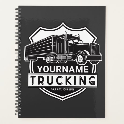 Persoonlijke NAAM die Big Rig Semi Trucker Truckin Planner (Voorkant)