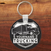 Persoonlijke NAAM die Big Rig Semi Trucker Truckin Sleutelhanger (Voorkant)
