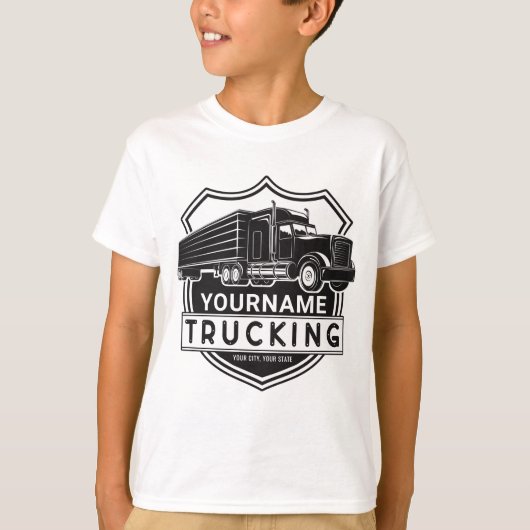 Persoonlijke NAAM die Big Rig Semi Trucker Truckin T-shirt (Voorkant)