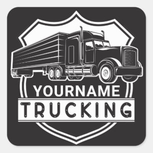 Persoonlijke NAAM die Big Rig Semi Trucker Truckin Vierkante Sticker