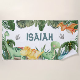 Persoonlijke naam Dinosaur Beach Towel Strandlaken