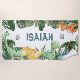 Persoonlijke naam Dinosaur Beach Towel Strandlaken