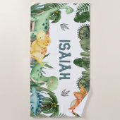 Persoonlijke naam Dinosaur Beach Towel Strandlaken (Voorkant)