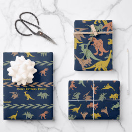 Persoonlijke naam Dinosaur Inpakpapier Vel
