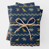 Persoonlijke naam dinosaurus inpakpapier vel (In situ)