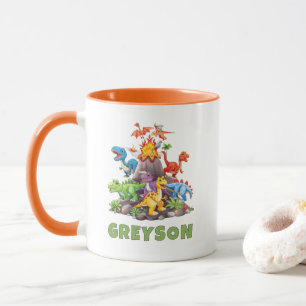 Persoonlijke naam dinosaurus kinderen hete chocola mok