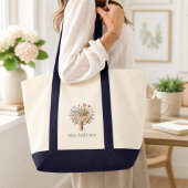 Persoonlijke naam docent terug naar school bloemst tote bag