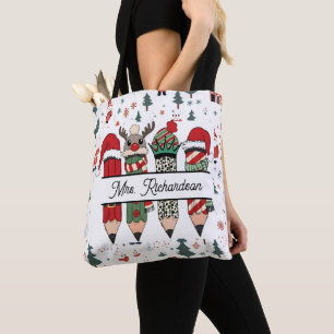Persoonlijke naam Docenten Waardering Kerstmis Tote Bag