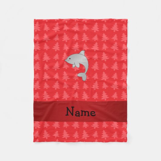 Persoonlijke naam dolfijn rode kerstbomen fleece deken (Voorkant)