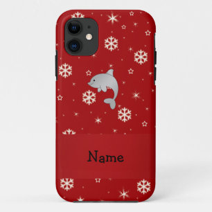 Persoonlijke naam dolfijnrode sneeuwvlokken Case-Mate iPhone case