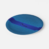 Persoonlijke naam donkerblauwe vierkante cirkels papieren bordje (Gekanteld)