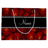 Persoonlijke naam donkerrode rozen large cadeautasje (Achterkant)