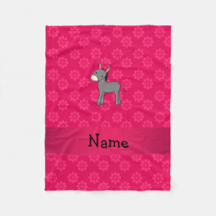 Persoonlijke naam donkey roze bloemen fleece deken