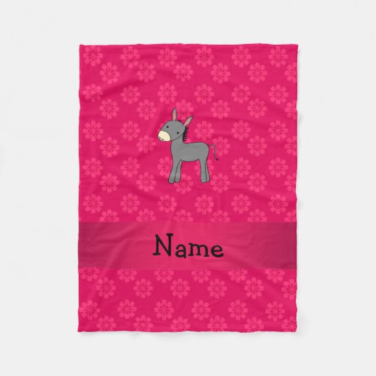 Persoonlijke naam donkey roze bloemen fleece deken (Voorkant)
