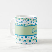 Persoonlijke naam door het Zee Blauw en Groen Koffiemok (Voorkant links)
