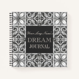 Persoonlijke naam Dream Journal Black Grey White Notitieboek