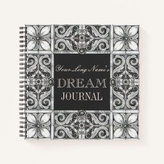 Persoonlijke naam Dream Journal Black Grey White Notitieboek