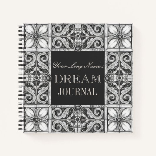Persoonlijke naam Dream Journal Black Grey White Notitieboek (Voorkant)