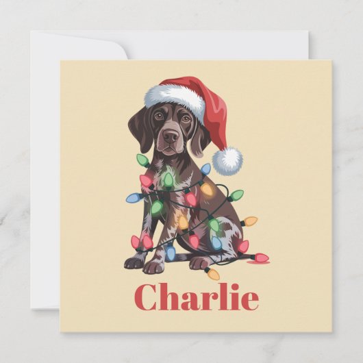 Persoonlijke naam Duitse draadhaar Kerstmis Feestdagenkaart (Voorkant)