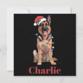 Persoonlijke naam Duitse herder Kerst hond Feestdagenkaart (Voorkant)