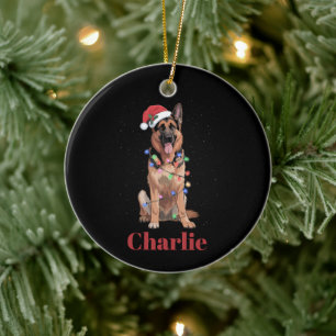 Persoonlijke naam Duitse herder Kerst hond Keramisch Ornament