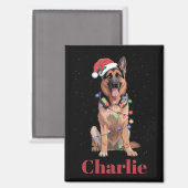 Persoonlijke naam Duitse herder Kerst hond Magneet (Voorkant / Achterkant)