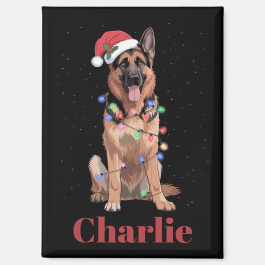 Persoonlijke naam Duitse herder Kerst hond Magneet (Voorkant)