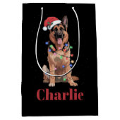 Persoonlijke naam Duitse herder Kerst hond Medium Cadeauzakje (Voorkant)
