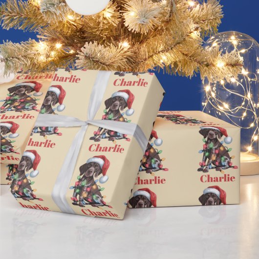 Persoonlijke naam Duitse Korthals Pointer Kerstmis Cadeaupapier (Feestdagen)