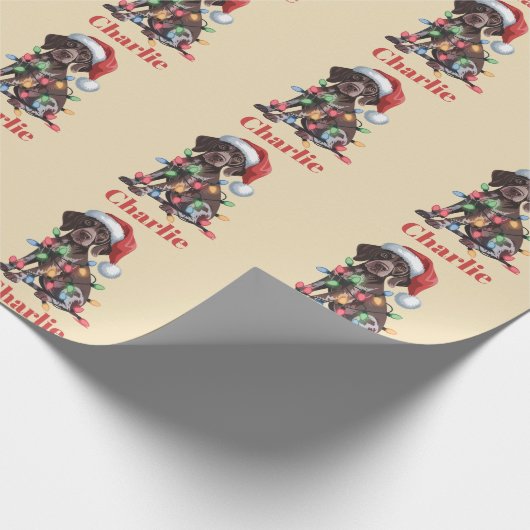 Persoonlijke naam Duitse Korthals Pointer Kerstmis Cadeaupapier (Hoek)
