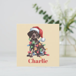 Persoonlijke naam Duitse Staande Hond Kerstmis Feestdagenkaart