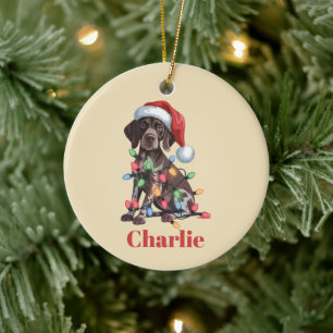 Persoonlijke naam Duitse Staande Hond Kerstmis Keramisch Ornament