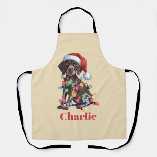 Persoonlijke naam Duitse Staande Hond Kerstmis Schort (Voorkant)