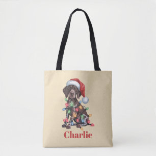 Persoonlijke naam Duitse Staande Hond Kerstmis Tote Bag