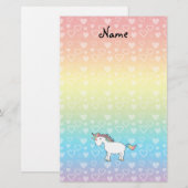 Persoonlijke naam eenhoorn regenboogharten briefpapier (Voorkant / Achterkant)