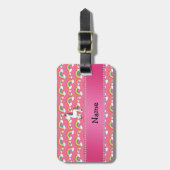 Persoonlijke naam eenhoorn roze regenbogen bagagelabel (Voorkant verticaal)