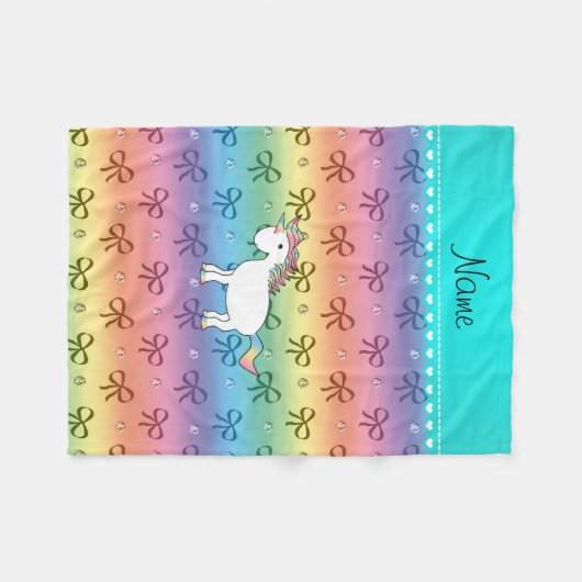 Persoonlijke naam eenhoornregenboogruitjes fleece deken (Voorkant (Horizontaal))